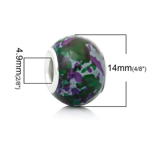 5 Glass European Charm Beads Round Multi color - Sexy Sparkles Fashion Jewelry - 2