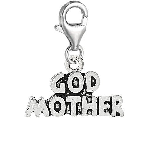 Godmother Clip On Pendant for European Charm Jewelry w/ Lobster Clasp