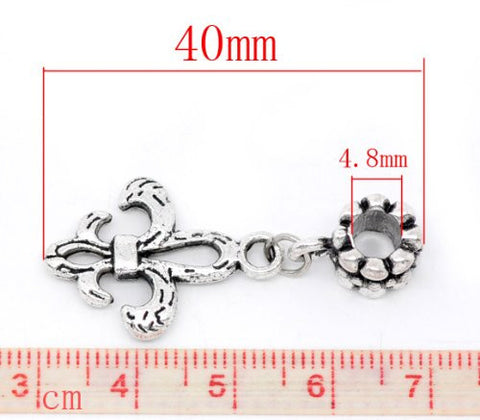 Fleur-De-Lis Charm European Bead Compatible for Most European Snake Chain Bracelet - Sexy Sparkles Fashion Jewelry - 3