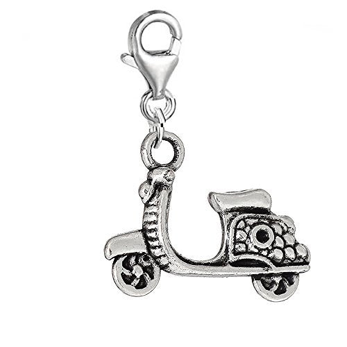 Scooter, Motorcylce Bike Clip on Pendant Charm for Bracelet or Necklace - Sexy Sparkles Fashion Jewelry