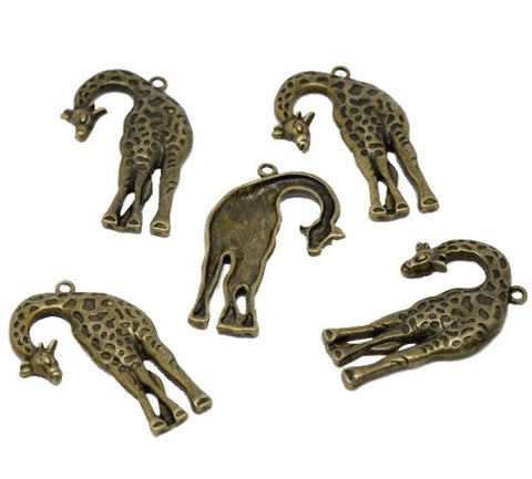 Antique Bronze Giraffe Charm Pendant - Sexy Sparkles Fashion Jewelry - 2