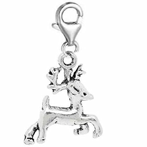 Christmas Reindeer Clip on for Bracelet Pendant for European Charm Jewelry w/ Lobster Clasp - Sexy Sparkles Fashion Jewelry