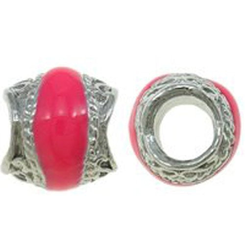 Enamel Design on Charm Bead For Snake Chain Bracelet (Hot Pink) - Sexy Sparkles Fashion Jewelry
