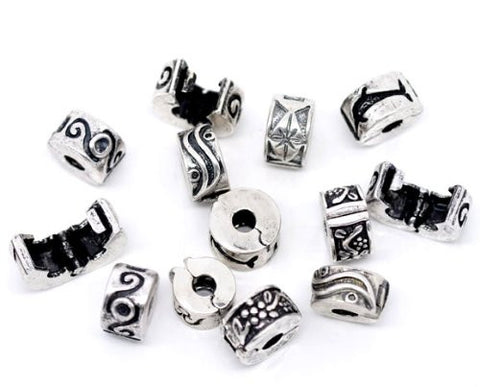 Six (6) Clip Lock Beads + 6 Rubber Stopper O-rings For Snake Chain Charm Bracelet - Sexy Sparkles Fashion Jewelry - 3