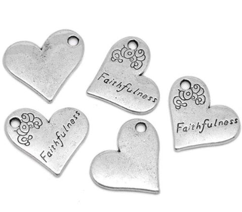 Silver Faithfulness Heart Bracelet Necklace Charm Pendant - Sexy Sparkles Fashion Jewelry - 2