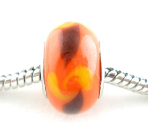 Ten Orange Glass Lampwork Beads for Snake Chain Charm Bracelet - Sexy Sparkles Fashion Jewelry - 4