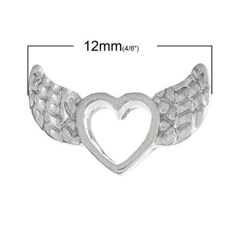 Hallow Heart Wings Floating Charm For Glass Living Memory Lockets - Sexy Sparkles Fashion Jewelry - 2