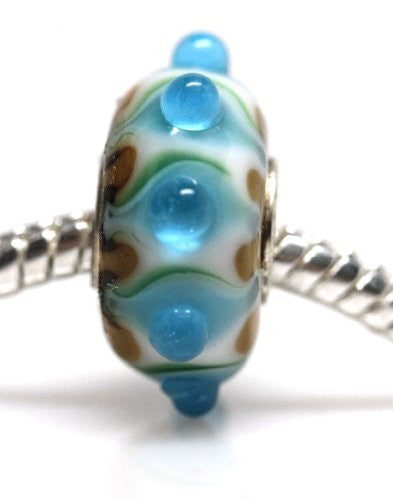 Blue and Green Pattern Murano Glass European Bead Compatible for Most European Snake Chain Bracelet - Sexy Sparkles Fashion Jewelry - 1