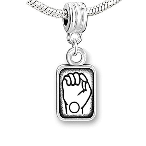 Sign Lauguage Charms Alphabet Letter European Bead Compatible for Most European Snake Chain Bracelet (O) - Sexy Sparkles Fashion Jewelry