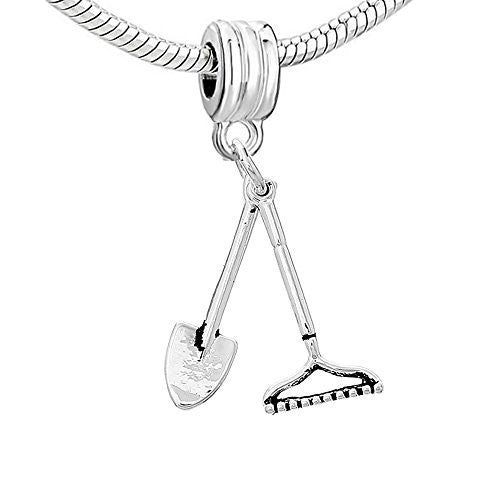 Workers Shovel and Rake Dangle Charm European Bead Compatible for Most European Snake Chain Bracelet - Sexy Sparkles Fashion Jewelry