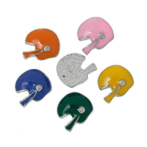 Five (5) Enamel Mixed Helmets Floating Charms For Glass Living Memory Locket - Sexy Sparkles Fashion Jewelry - 2