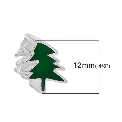 Christmas Tree w/Green Enamel Charm Bead for European Snake Chain Charm Bracelet - Sexy Sparkles Fashion Jewelry - 2