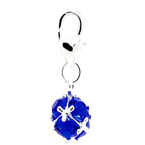 Septemeber Birthstone Dangle Charm Pendant for European Clip on Charm Jewelry w/ Lobster Clasp