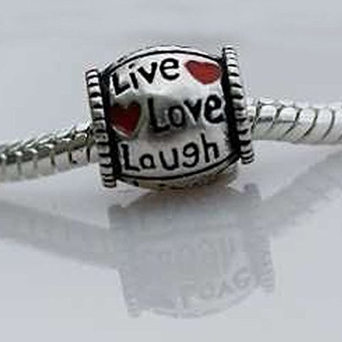 Antique Silver Live Love Laugh Design Bead Charm - Sexy Sparkles Fashion Jewelry - 1