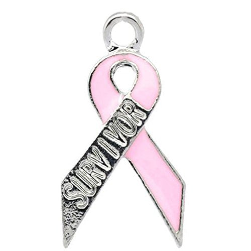Survivor Pink Ribbon Awarness Charm Necklace or Bracelet Pendant Charm - Sexy Sparkles Fashion Jewelry - 1