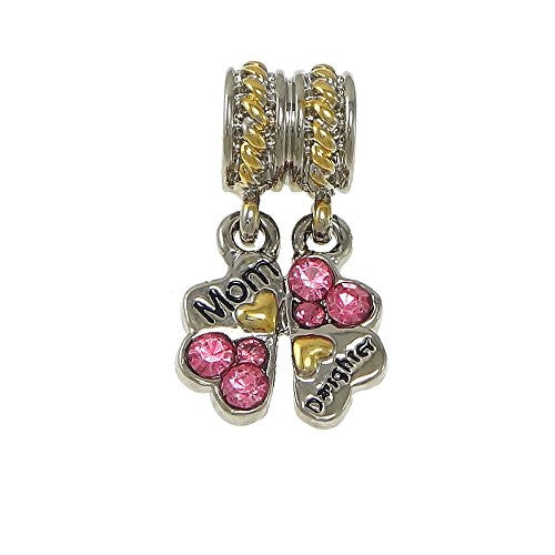 Dangling "Mom Daughter" Charm Bead for European Snake Chain Charm Bracelet - Sexy Sparkles Fashion Jewelry