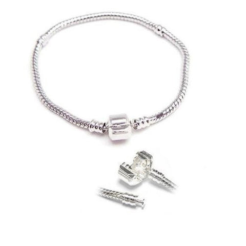 8.5 Inches Snake Chain Bead Barrel Clasp European Bracelet fits European Charms - Sexy Sparkles Fashion Jewelry - 2