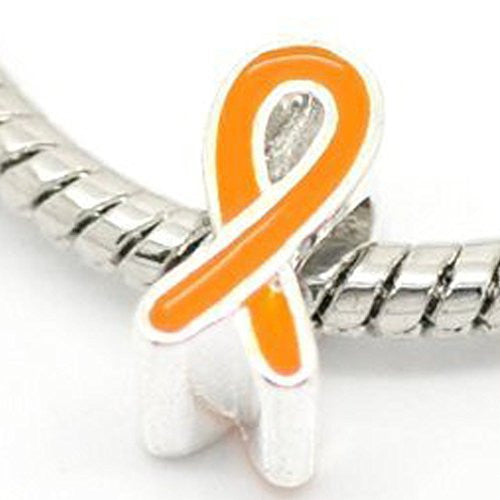 Orange Ribbon Awareness European Bead Compatible for Most European Snake Chain Bracelet - Sexy Sparkles Fashion Jewelry - 1