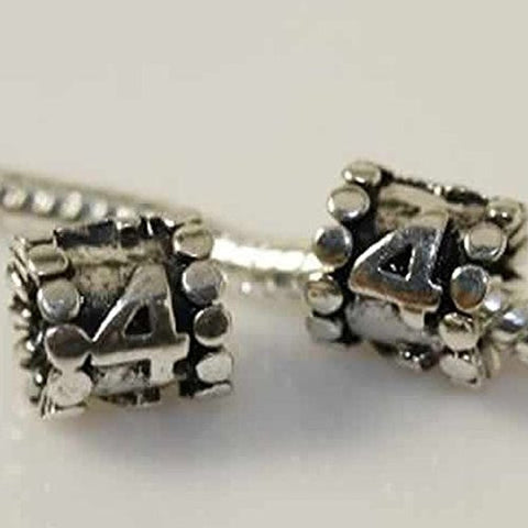 Lucky Number 4 Charm Beads Compatible with European Snake Chain Charm Bracelet - Sexy Sparkles Fashion Jewelry - 2