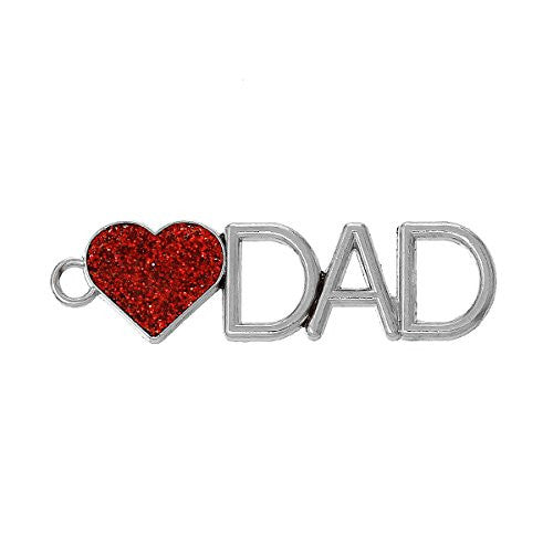 Love Dad with Red Heart Charm Pendant