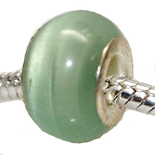 Cat's Eye Glass European Beads For Snake Chain Bracelet (Pastel Green) - Sexy Sparkles Fashion Jewelry - 1