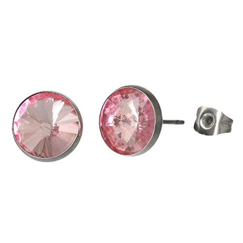 June Birthstone Stainless Steel Post Stud Earrings with  Rhinestone - Sexy Sparkles Fashion Jewelry - 1