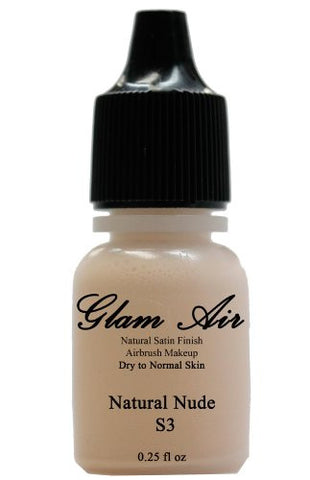 Airbrush Makeup Foundation Satin S1 Fair Ivory and S3 Natural Nude Water-based Makeup Lasting All Day 0.25 Oz Bottle By Glam Air - Sexy Sparkles Fashion Jewelry - 3