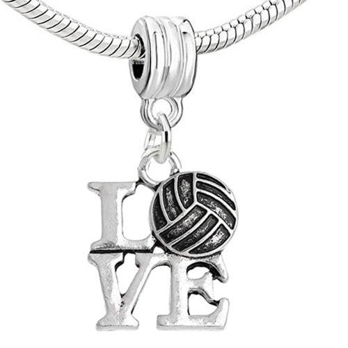 Love Volleyball Charm European Bead Compatible for Most European Snake Chain Bracelet - Sexy Sparkles Fashion Jewelry