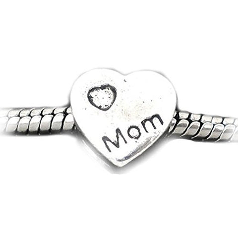 "Mom" Heart Bead European Bead Compatible for Most European Snake Chain Bracelet - Sexy Sparkles Fashion Jewelry - 1