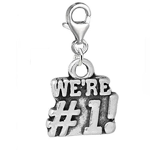Clip on We're #1! Charm Pendant for Bracelet or Necklaces - Sexy Sparkles Fashion Jewelry