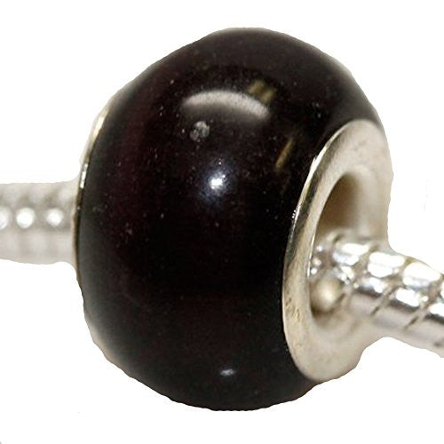 Cat's Eye Glass European Beads For Snake Chain Bracelet (Black) - Sexy Sparkles Fashion Jewelry - 1