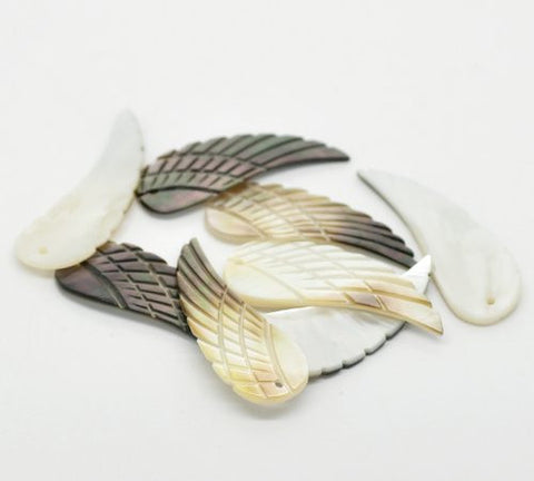 Black Lip Shell Wing Charm Pendant for Necklace - Sexy Sparkles Fashion Jewelry - 2