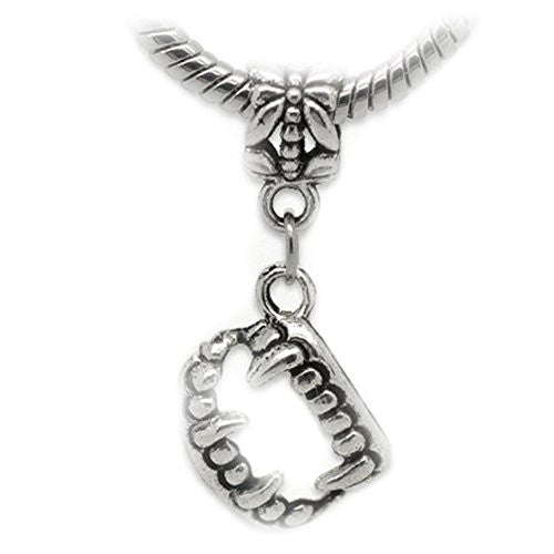 Halloween Vampire Teeth Charm Dangle European Bead Compatible for Most European Snake Chain Bracelet - Sexy Sparkles Fashion Jewelry - 1