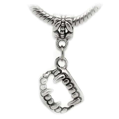 Halloween Vampire Teeth Charm Dangle European Bead Compatible for Most European Snake Chain Bracelet - Sexy Sparkles Fashion Jewelry - 1