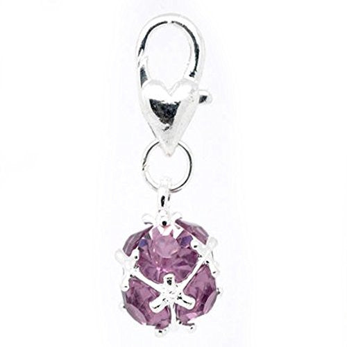 February Birthstone Dangle Charm Pendant for European Clip on Charm Jewelry w/ Lobster Clasp - Sexy Sparkles Fashion Jewelry - 1