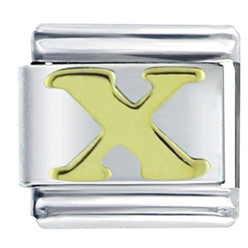 Gold plated base Letter X Italian Charm Bracelet Link