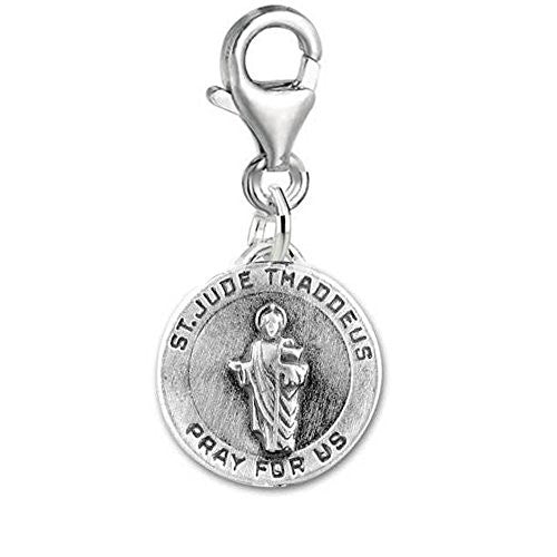 St. Jude Thaddeus Pray for Us Clip on Charm Pendant for European Charm Jewelry w/ Lobster Clasp - Sexy Sparkles Fashion Jewelry