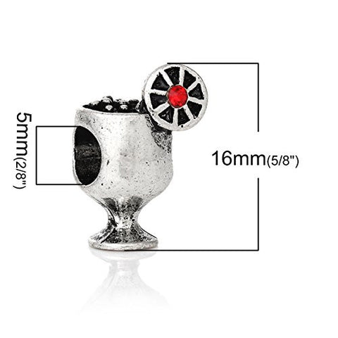 Red "Martini Cocktail" Charm Bead Compatible for Most European Snake Chain Bracelet - Sexy Sparkles Fashion Jewelry - 3