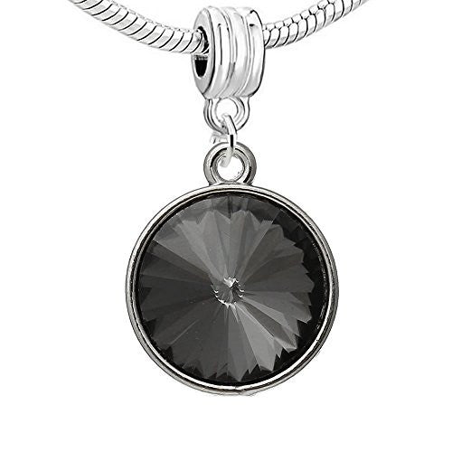 Copper Charm Pendants Grey Round Bright Sparkly Silver Cubic Zirconia Faceted - Sexy Sparkles Fashion Jewelry