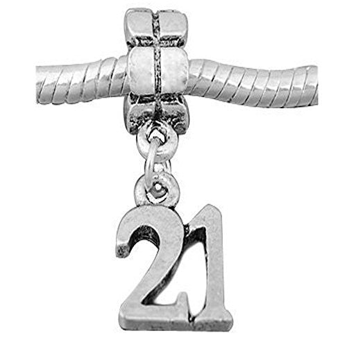 Number 21 Dangle Charms for Snake Chain charm Bracelets