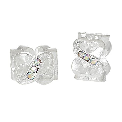 Valentine's Day European Style Charm Beads Heart Number 8 Silver Plated AB Rhinestone - Sexy Sparkles Fashion Jewelry - 2