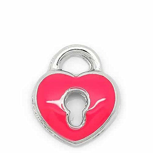 Heart with Key Opening Floating Charms For Glass Living Memory Lockets - Sexy Sparkles Fashion Jewelry - 1