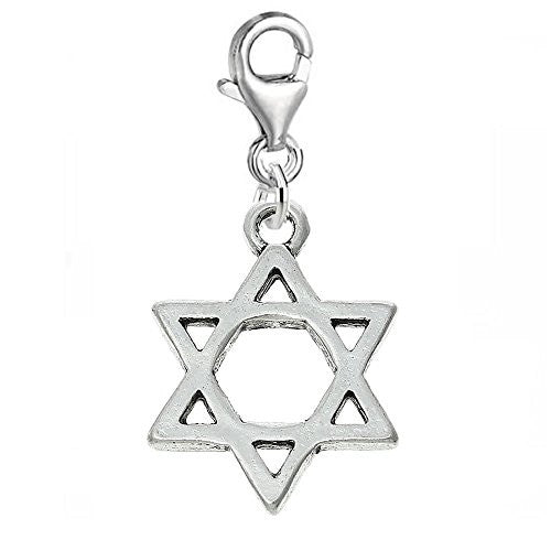Jewish Star of David Clip on Pendant for European Charm Jewelry w/ Lobster Clasp - Sexy Sparkles Fashion Jewelry