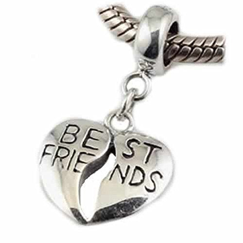 Best Friends Heart Bead Compatible for Most European Snake Chain BraceletFor snake charm Bracelet - Sexy Sparkles Fashion Jewelry - 1