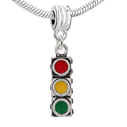 Red, Yellow and Green Traffic Light Dangle Charm European Bead Compatible for Most European Snake Chain Bracelet