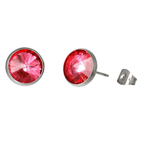 October Birthstone Stainless Steel Post Stud Earrings with  Rhinestone - Sexy Sparkles Fashion Jewelry - 1