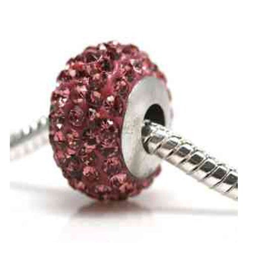 Pink  Crystal for Snake Chain Charm Bracelet