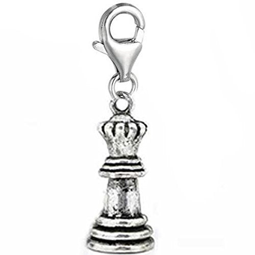 Clip on 3d Queen Chess Dangle Charm Pendant for European Clip on Charm Jewelry w/ Lobster Clasp - Sexy Sparkles Fashion Jewelry
