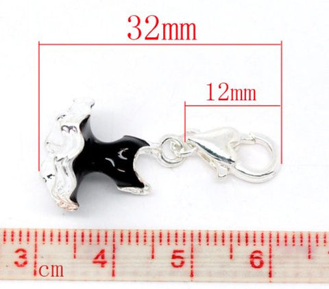 Silver Plated Enamel Ballerina Dress Clothes Clip On Charms Fit Link Chain Bracelet 32x15mm - Sexy Sparkles Fashion Jewelry - 3