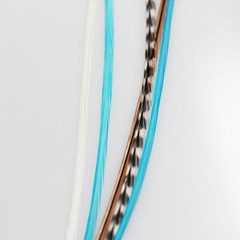 Feather Hair Extension Light Blue Remix 6-12 Feathers for Hair Extensionincludes 2 Silicon Micro Beads. - Sexy Sparkles Fashion Jewelry - 3